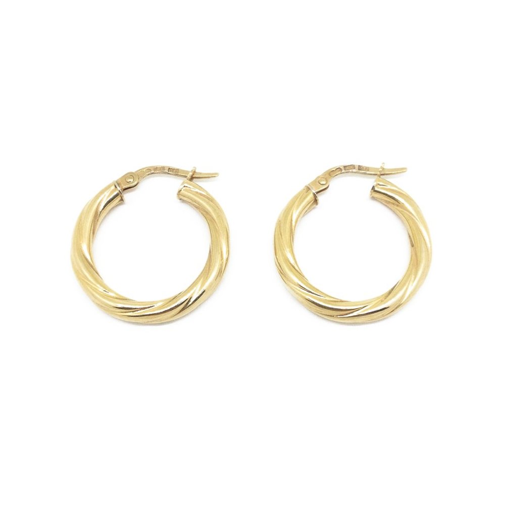 Hoop Earrings Italian 14K Gold Twist Rope